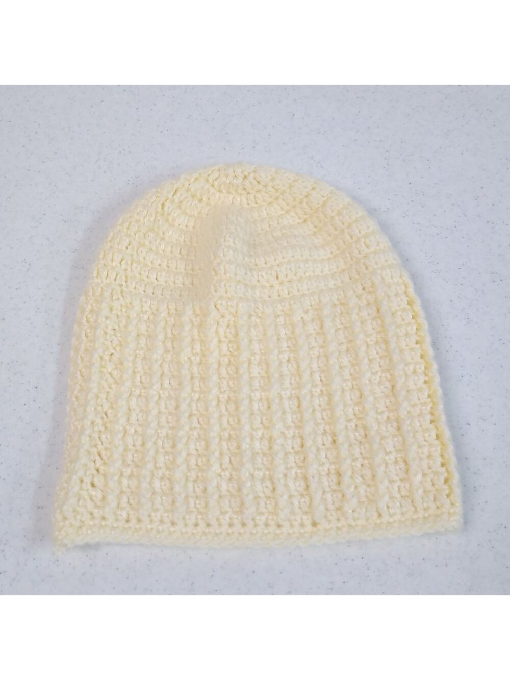 Beanie Handmade Cream Crochet Soft Stretchy Knit Warm Winter Cap Unisex Adult